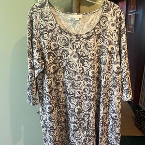 J Jill Pure Jill  Large Women's Printed Scoop Neck Dress- Neutral Swirl Pattern